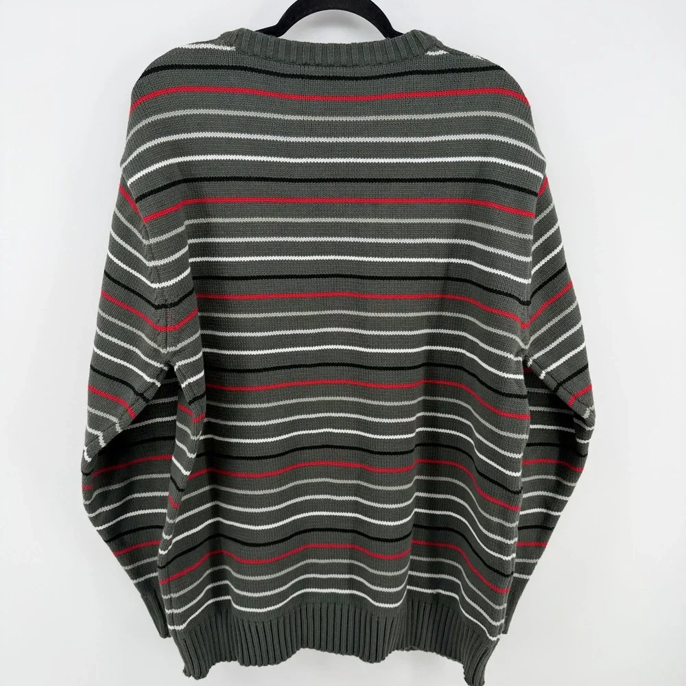 NWT Southpole XL Striped Knit Sweater Gray Red Y2K‎ Skater Streetwear Mens